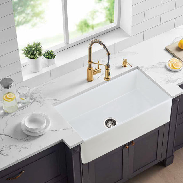 Inch White Farmhouse Sink Deep Apron Sink Undermount Farmhouse Kitchen Sink Single Farm Sink