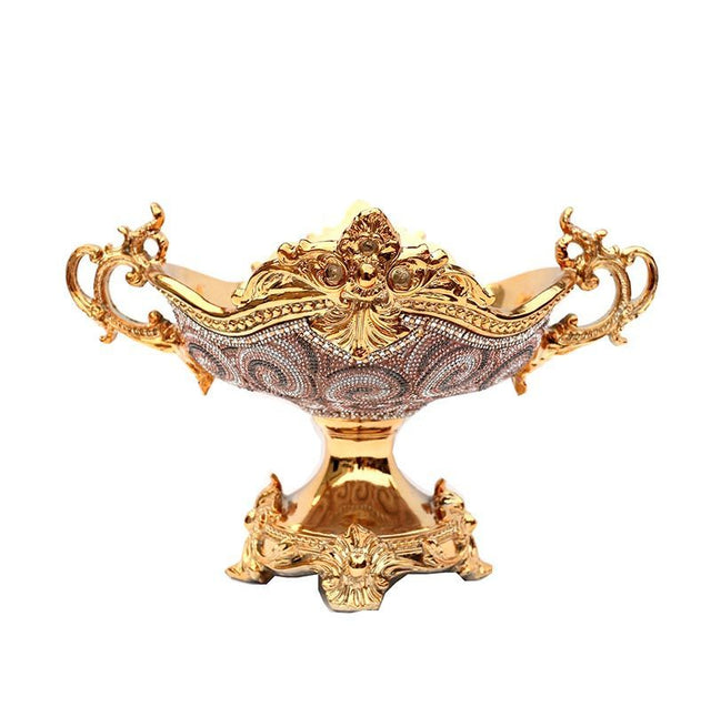 Ambrose Chrome Plated Crystal Embellished Ceramic Fruit Platter