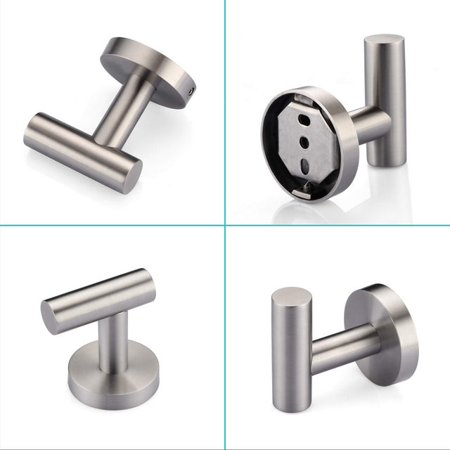 Bathroom Towel Hook, Shower Hook Wall Mounted SUS 304 Stainless Steel, Modern Hand Towel Hook Brushed Nickel, Robe Coat Clothes Hook Round for Kitchen Garage Hotel,2 Pack