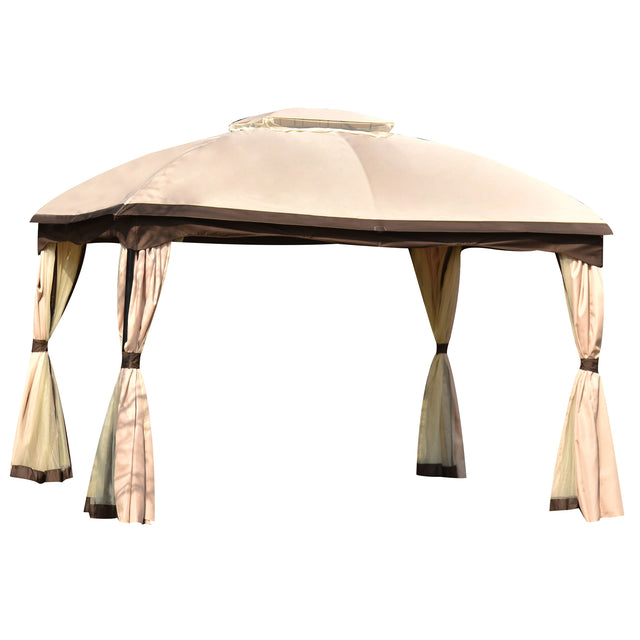 U_STYLE 9.8 Ft. W x 11.8 Ft. D Patio Outdoor Gazebo, Double Roof Soft Canopy Garden Backyard Gazebo with Mosquito Netting Suitable for Lawn, Garden, Backyard and Deck