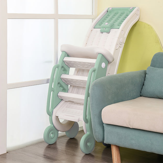 Children\'s Folding Slides with Stairs, Outdoor Small Children\'s Slide Toys Multifunctional Toys,Green/ Toddler Folding Slide Plastic Kids Slide for Toddlers Age 1-3 Indoor Slide Children Climber To