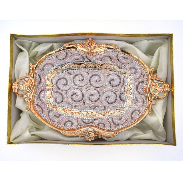 Ambrose Chrome Plated Crystal Embellished Ceramic Plate