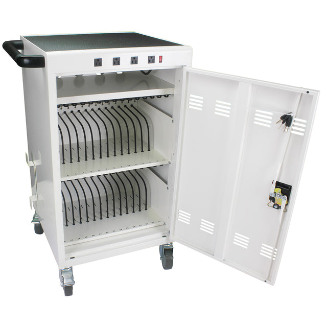 Mobile Charging Cart and Cabinet for Tablets Laptops 31+4-Device With Extra 4 bits power strip--white
