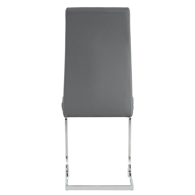 Modern Dining Chairs, PU Faux Leather High Back Upholstered Side Chair ,for Dining Room Kitchen Vanity Patio Club Guest Office Chair (Set of 2) (Grey+PU Leather)