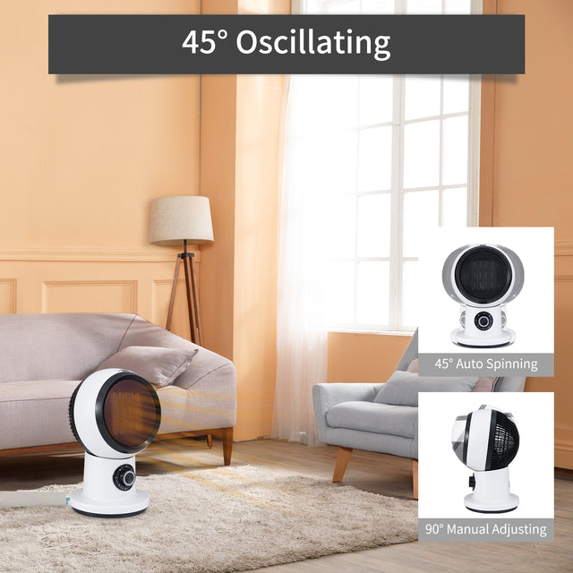 Simple Deluxe Portable Electric Space Heater, 1500W Small Desk Heater Fan with 3 Heat Modes Setting, Overheating Protection, for Bedroom, Office, and Indoor Use, White,11 Inch,HIHEATTABLE11W