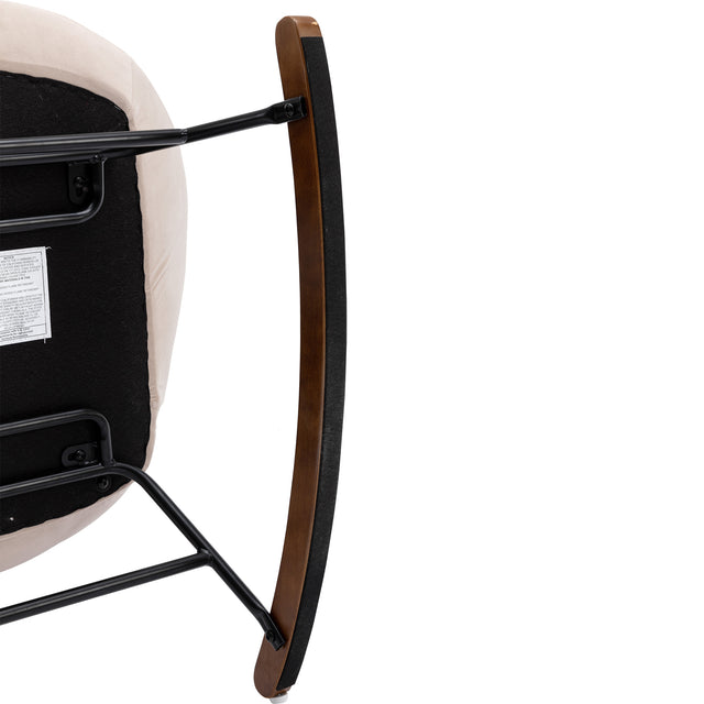 Tufted Upholstered Padded Seat Rocking Chair-Velvet Beige