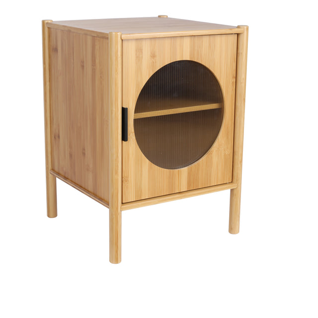 1 Door nightstand,Bamboo Mid Century Modern Nightstand,Bedside Table Accent End Table Side Table for Bedroom, Living Room, Natural