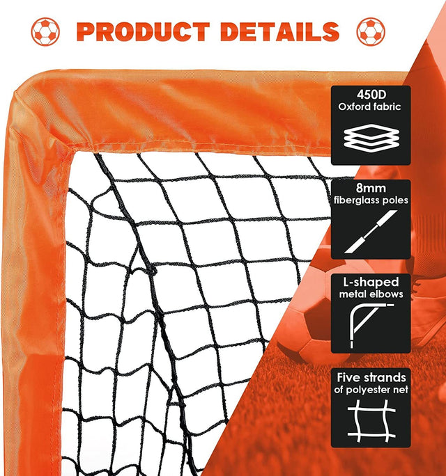 Simple Deluxe 4‘x3’ Portable Soccer Goal, Pop Up Folding Soccer Net Comes with 2 Oxford Cloth Bags and 8 Stakes, Great for Training for Backyard