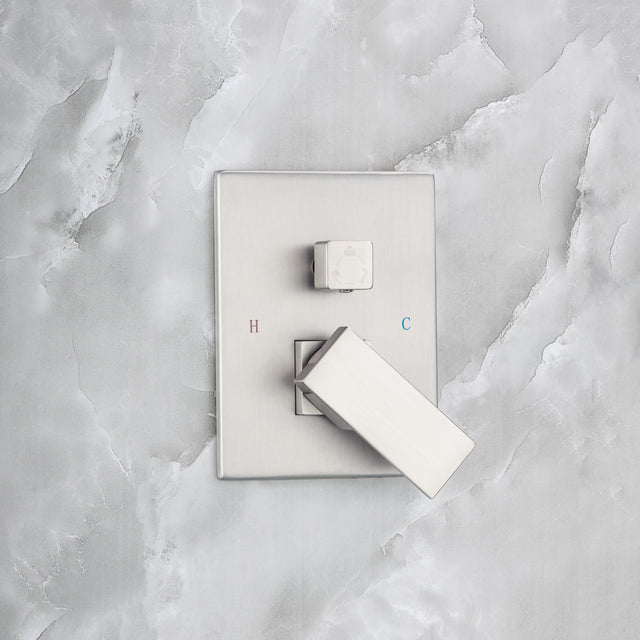 Rainfall 10 inch Shower System Bathroom Luxury Rain Mixer Silver Shower Combo Set Wall Mounted Shower Head Systems with High Pressure Head Hand Held Square Shower Head Polished Chrome Rough-in Valve