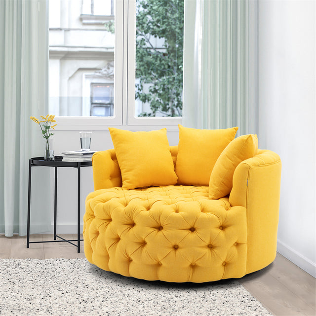 Modern Akili swivel accent chair barrel chair for hotel living room / Modern leisure chair Yellow fabric
