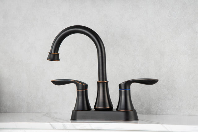 2-Handle Lavatory Faucet Brushed Nickel Bathroom Sink Faucet with Metal Pop-up Drain and Faucet Supply Lines