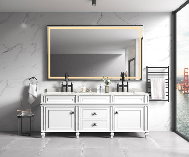 84*48Super Bright Led Bathroom Mirror with Lights, Metal Frame Mirror Wall Mounted Lighted Vanity Mirrors for Wall,
Anti Fog Dimmable Led Mirror for Makeup, Horizontal/Verti