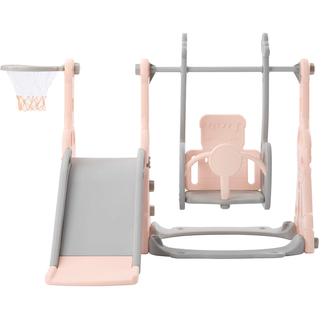Toddler Slide and Swing Set 3 in 1, Kids Playground Climber Swing Playset with Basketball Hoops Freestanding Combination Indoor & Outdoor