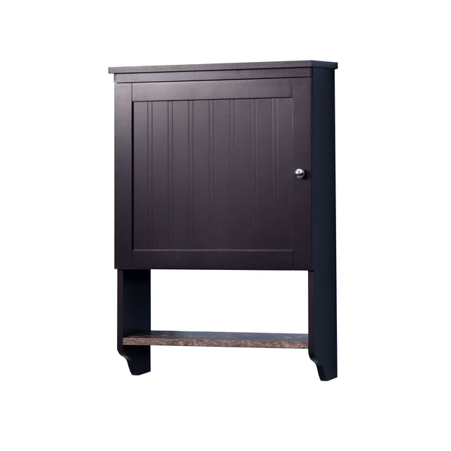Espresso Bathroom Wall Cabinet with 2 Door Wooden Cabinet with 1 Shelf