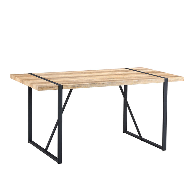 Rustic Industrial Rectangular Wood Dining Table For 4-6 Person, With 1.5" Thick Engineered Wood Tabletop and Black Metal Legs, Writing Desk For Kitchen Dining Living Room, 63" W x 35.4" D x 29.92" H