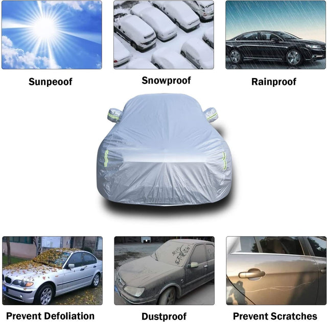 Car Cover Waterproof All Weather,6-Layer Heavy Duty Outdoor Cover for Sedans ,Waterproof, UV Protection, Anti-Scratch Protective Lining (Sedan (195-204" Long)
