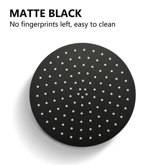 Contemporary matte black wall mounted bathroom shower set