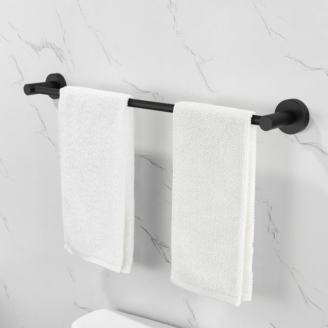 Bathroom Hardware Set, Thicken Space Aluminumm 6 PCS Towel bar Set- Matte Black 24 Inches Wall Mounted