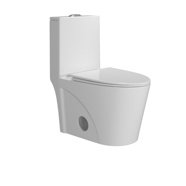 Dual Flush Elongated Standard One Piece Toilet with Comfortable Seat Height, Soft Close Seat Cover, High-Efficiency Supply, and White Finish Toilet Bowl (White Toilet)