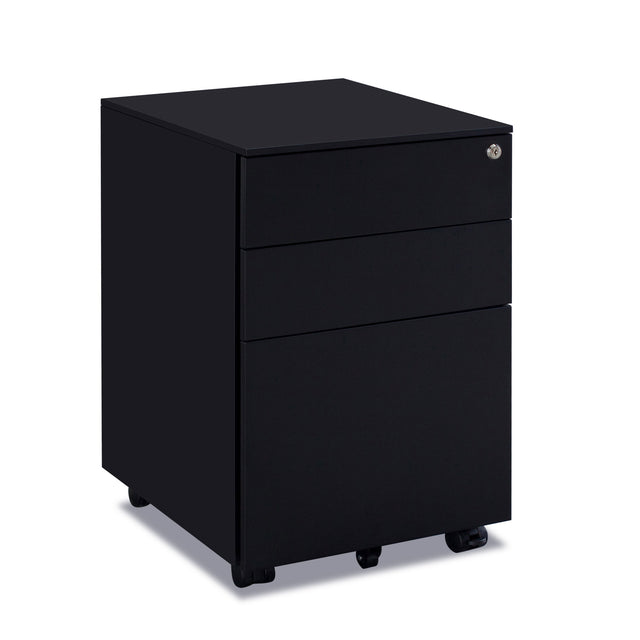 3 Drawer Mobile File Cabinet with Lock Steel File Cabinet for Legal/Letter/A4/F4 Size, Fully Assembled Include Wheels, Home/ Office Design