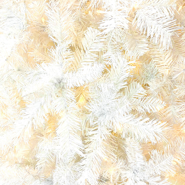 Upside Down White Christmas Tree, Xmas Tree with LED Warm White Lights, Reinforced Metal Base & Easy Assembly 6.6ft, w/1,200 Lush Branch Tips, 450 LED Lights X-mas