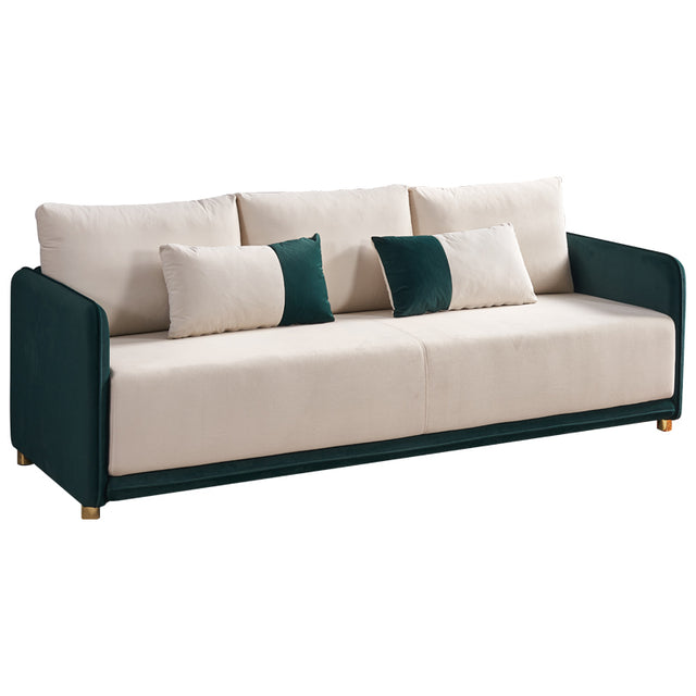 Velvet Sofa BEIGE & GREEN Color