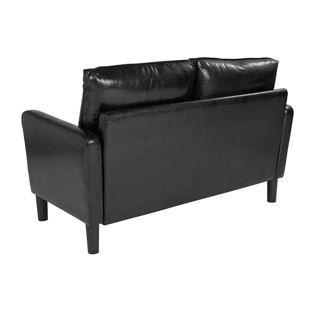 Washington Park Upholstered Loveseat in Black Leather