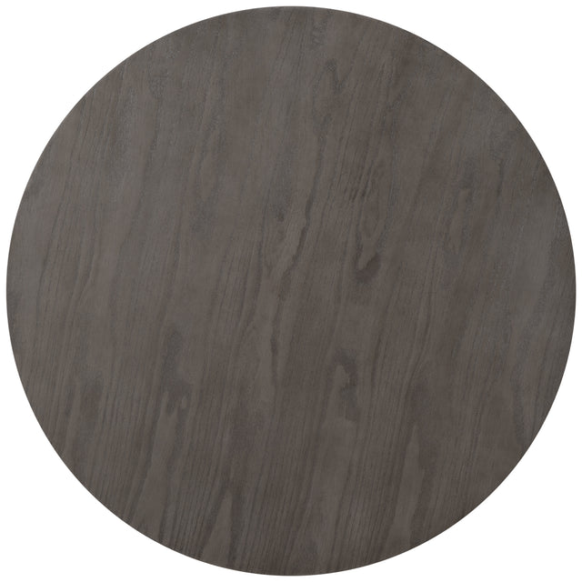 TOPMAX Mid-Century Wood 5-Piece Kitchen Dining Table Set with Round Table, 4 Upholstered Dining Chairs for Small Places, Gray Table + Beige Chair