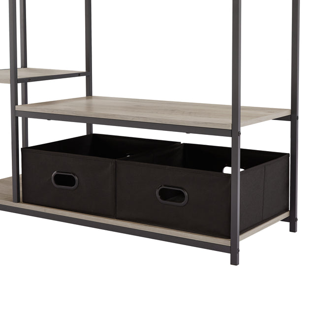 JHX Organized Garment Rack with Storage, Free-Standing Closet System with Open Shelves and Hanging Rod(Grey,45.3’’w x 15.75’’d x 70.08’’h).