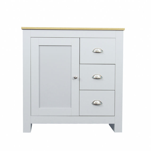 Kitchen Sideboard Cupboard , Light gray High Gloss Dining Room Buffet Storage Cabinet Hallway Living Room TV Stand Unit Display Cabinet with Drawer and 2 Doors
