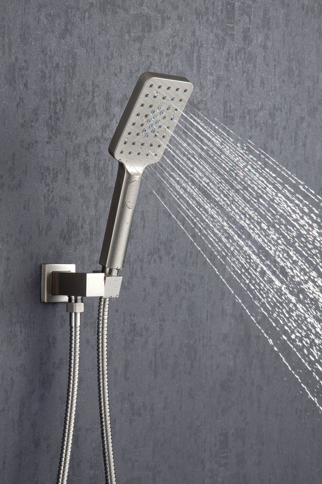 Shower Faucet Set Shower System with 12 Inch Rain Shower Head and Handheld, Bathroom Shower Combo Set Wall Mounted System Rough-in Valve Body and Trim Included.