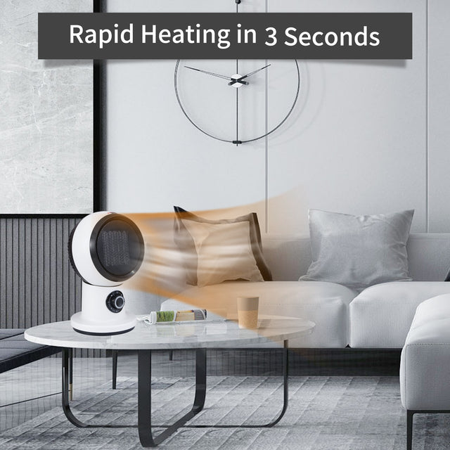 Simple Deluxe Portable Electric Space Heater, 1500W Small Desk Heater Fan with 3 Heat Modes Setting, Overheating Protection, for Bedroom, Office, and Indoor Use, White,11 Inch,HIHEATTABLE11W