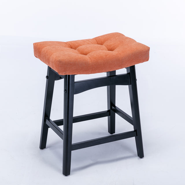 A&A Furniture,Counter Height 25" Stools for Kitchen Counter Backless Faux Leather Stools Farmhouse Island Chairs (25 Inch, Orange,Set of 2),SW1838OG