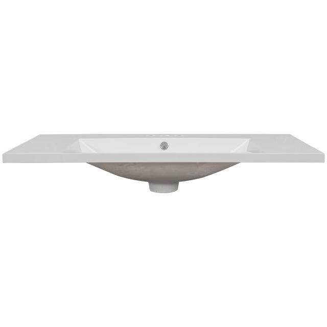 36" Single Bathroom Vanity Top with White Basin, 3-Faucet Holes, Ceramic, White