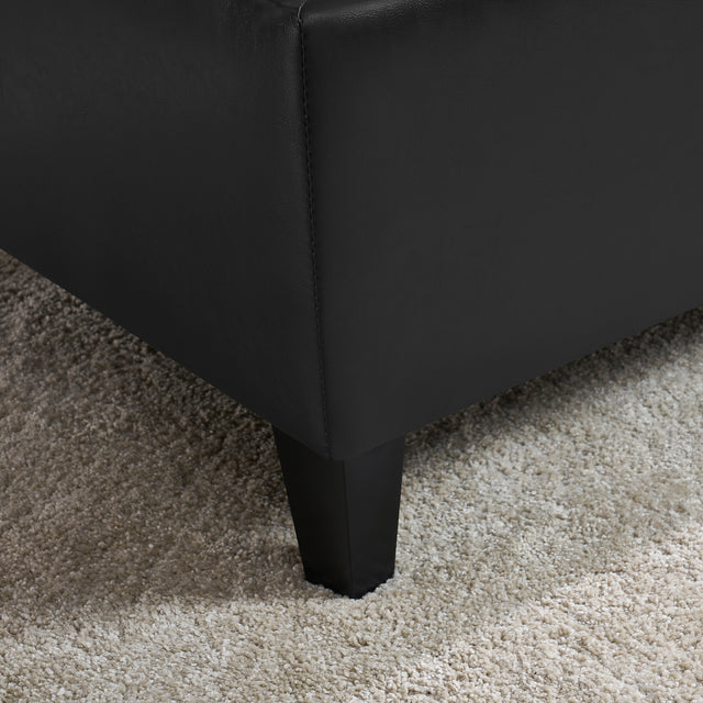 Faux Leather Upholstery Storage Ottoman Black