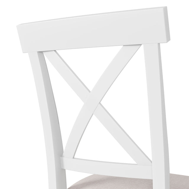 TOPMAX 4 Pieces Farmhouse Rustic Wood Kitchen Dining Table Set with Upholstered 2 X-back Chairs and Bench,Gray Green+White+Beige