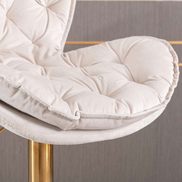 A&A Furniture,Swivel Bar Stools Set of 2, Velvet Counter Height Adjustable Barstools, Dining Bar Chairs Upholstered Modern Bar Stool for Kitchen Island, Cafe, Bar Counter, Dining Room(Beige)