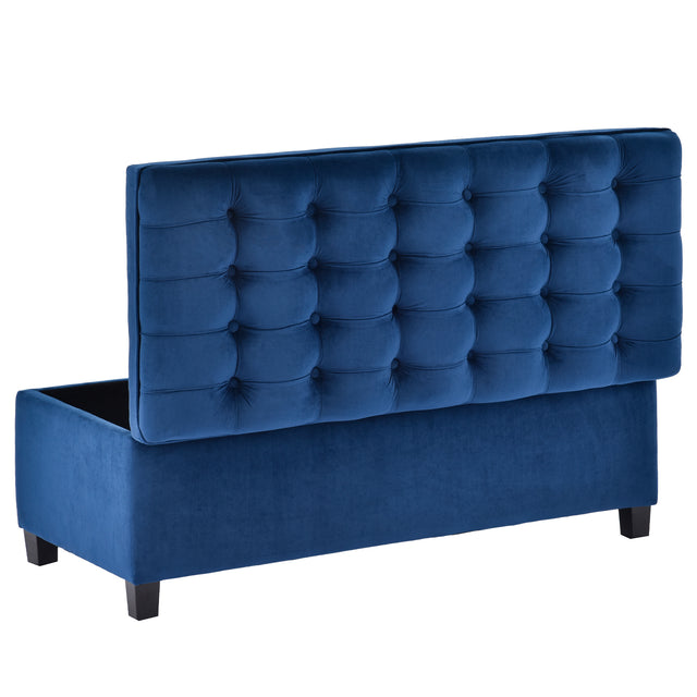 U-stye Upholstered Flip Top Storage Bench with Button Tufted Top