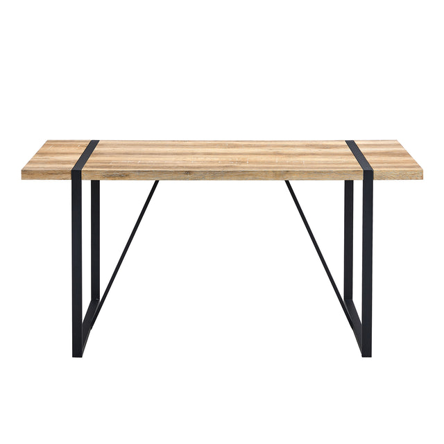 Rustic Industrial Rectangular Wood Dining Table For 4-6 Person, With 1.5" Thick Engineered Wood Tabletop and Black Metal Legs, Writing Desk For Kitchen Dining Living Room, 63" W x 35.4" D x 29.92" H