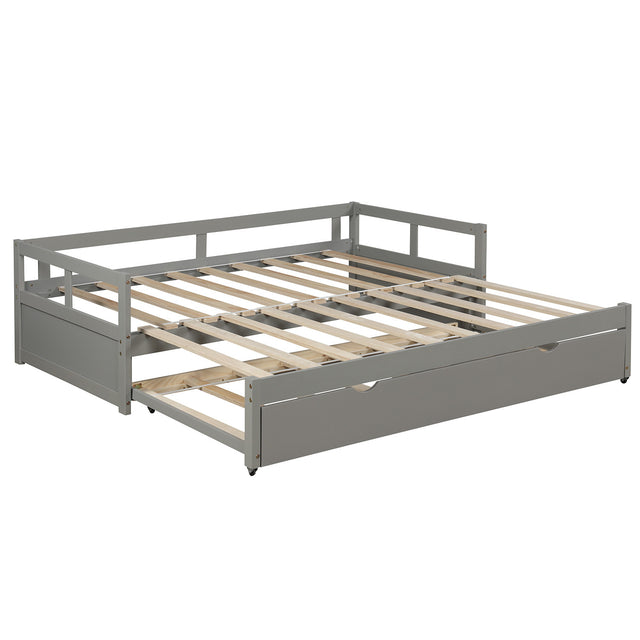 Extending Daybed with Trundle, Wooden Daybed with Trundle, Gray