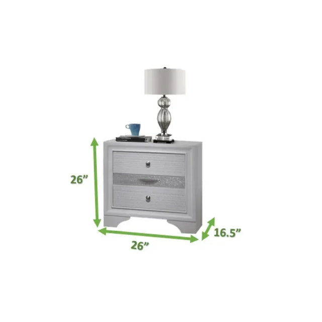 Traditional Matrix 2 Drawer Nightstand in White made with Wood