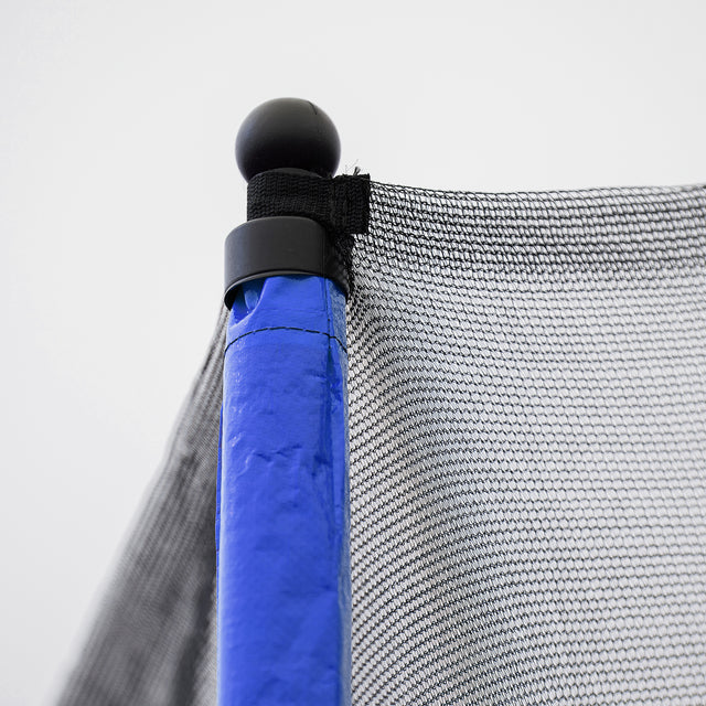 YC 14FT Trampoline with Basketball Hoop Inflator and Ladder(Inner Safety Enclosure) Blue A+B