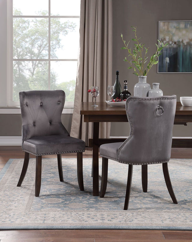 TOPMAX Dining Chair Tufted Armless Chair Upholstered Accent Chair, Set of 6 (Grey)