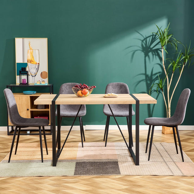 Dining Chairs Set of 4, Modern Mid-Century Style Dining Kitchen Room Upholstered Side Chairs, Accent Chairs with Soft Linen Fabric Cover Cushion Seat and Black Metal Legs,For Kitchen Lounge Farmhouse