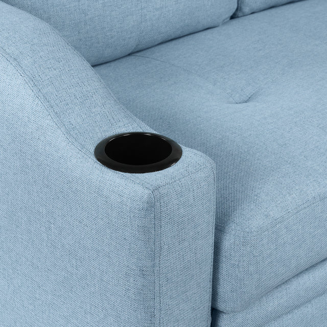 80.3" Orisfur. Pull Out Sofa Modern Padded Upholstered Sofa , Linen Fabric 3 Seater Couch with Storage Chaise and Cup Holder , Small Couch for Small Spaces