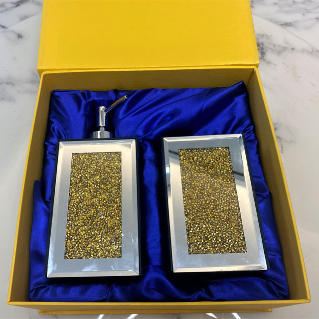 Ambrose Exquisite 2 Piece Square Soap Dispenser and Toothbrush Holder