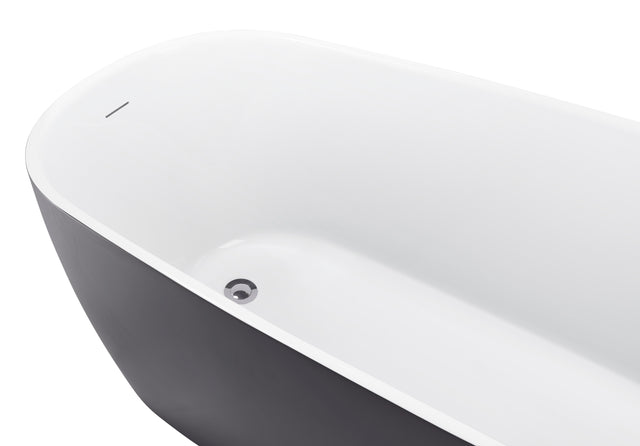59" 100% Acrylic Freestanding Bathtub,Contemporary Soaking Tub,white inside and gray outside