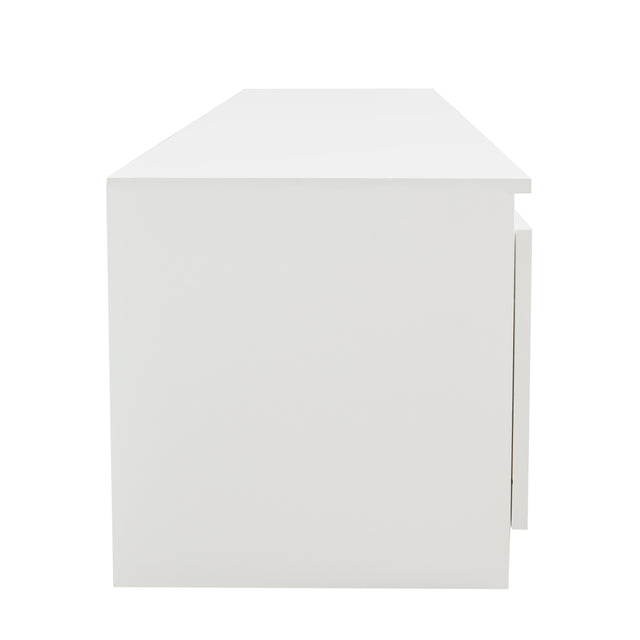 TV Cabinet Wholesale, White TV Stand with Lights, Modern LED TV Cabinet with Storage Drawers, Living Room Entertainment Center Media Console Table