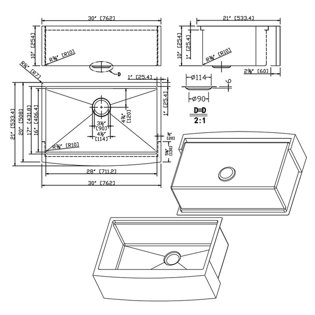 30" L X 21" W Farmhouse Kitchen Sink -Matte Black Stainless Steel 30 in.Single Bowl Farmhouse Apron Workstation Kitchen Sink with Accessory Kit