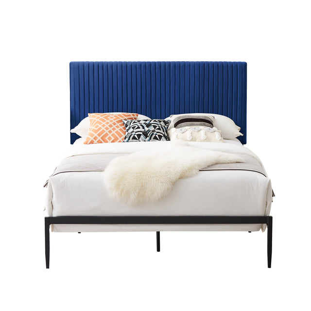 B110 Full bed Beautiful line stripe cushion headboard Strong iron frame with high temperature paint